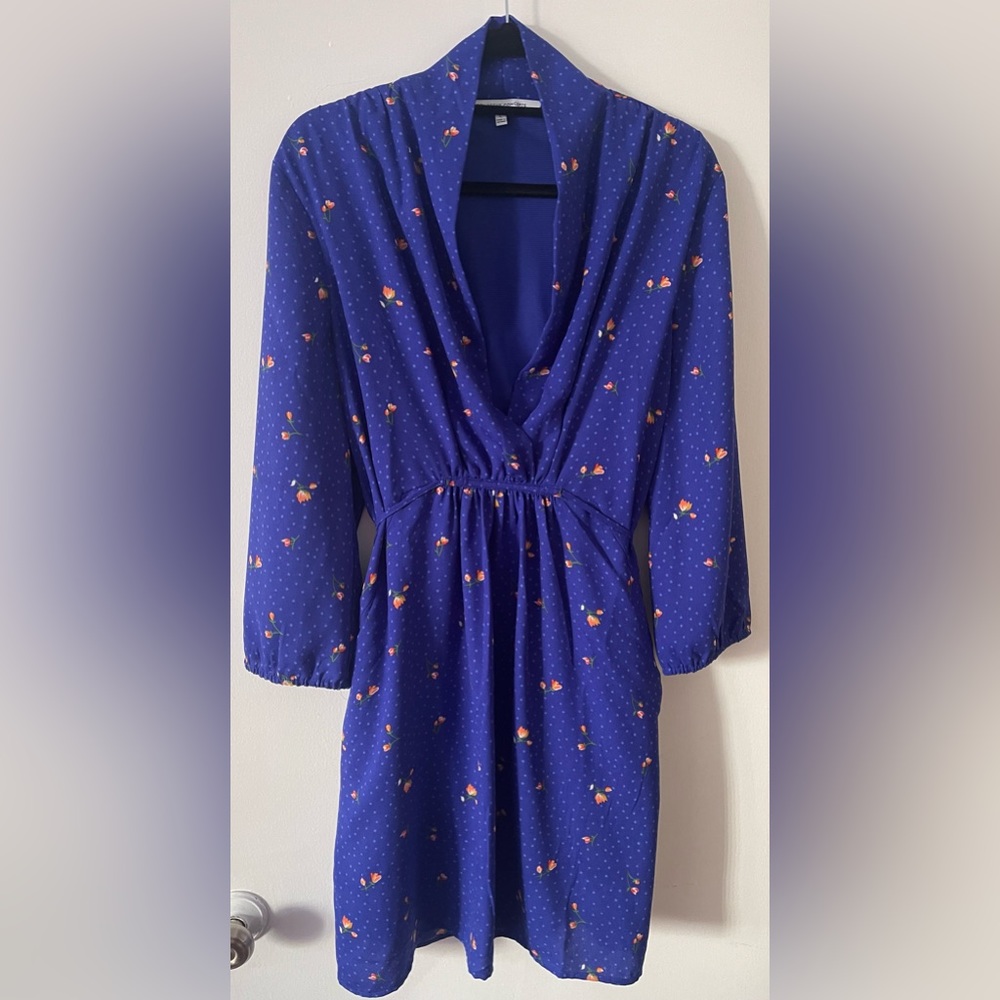 Collective Concepts Royal Blue Floral Long Sleeve Dress